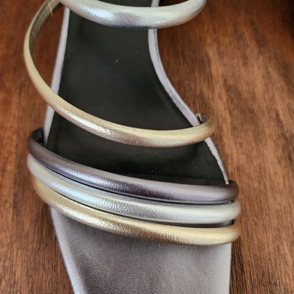 M. Gemi Square Toe Metallic Slide Sandals Size IT 37/US 7 - Picture 7 of 16